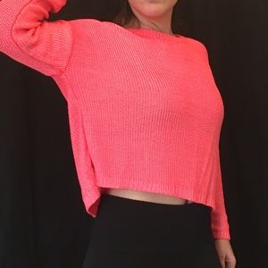 H&M Bright Coral Cropped Sweater Size S